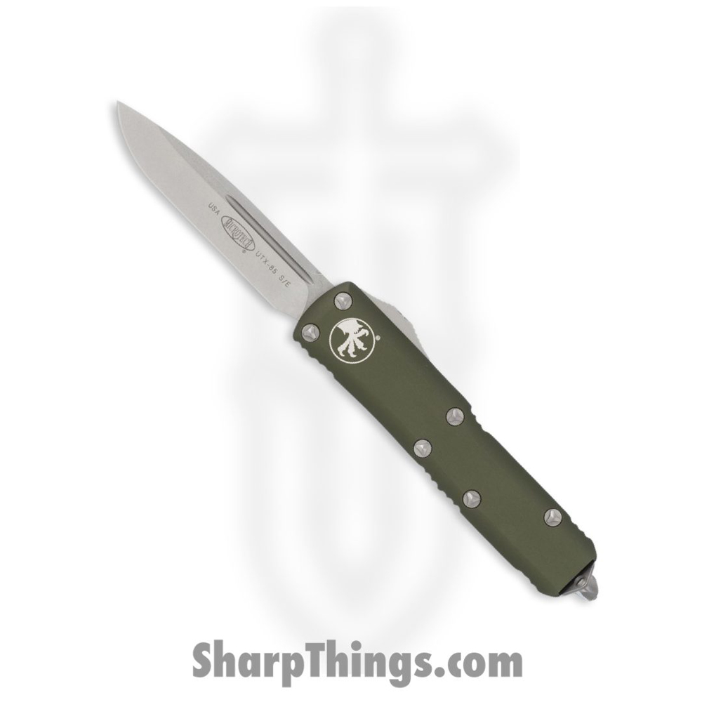 1703d6d1-a387-4f55-b89d-4bc36675ae37_231-10OD_1.jpg Microtech - 231-10OD - UTX-85 - OTF Auto - Stonewash Drop Point - 6061 T6 Aluminum - OD Green - Image 1