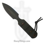 JRs Knives - JRsEDCDagg - EDC Chisel Grind Dagger - Fixed Blade Knife - 1095 HC Coated Dagger - Burlap Micarta/Red Pins - Black