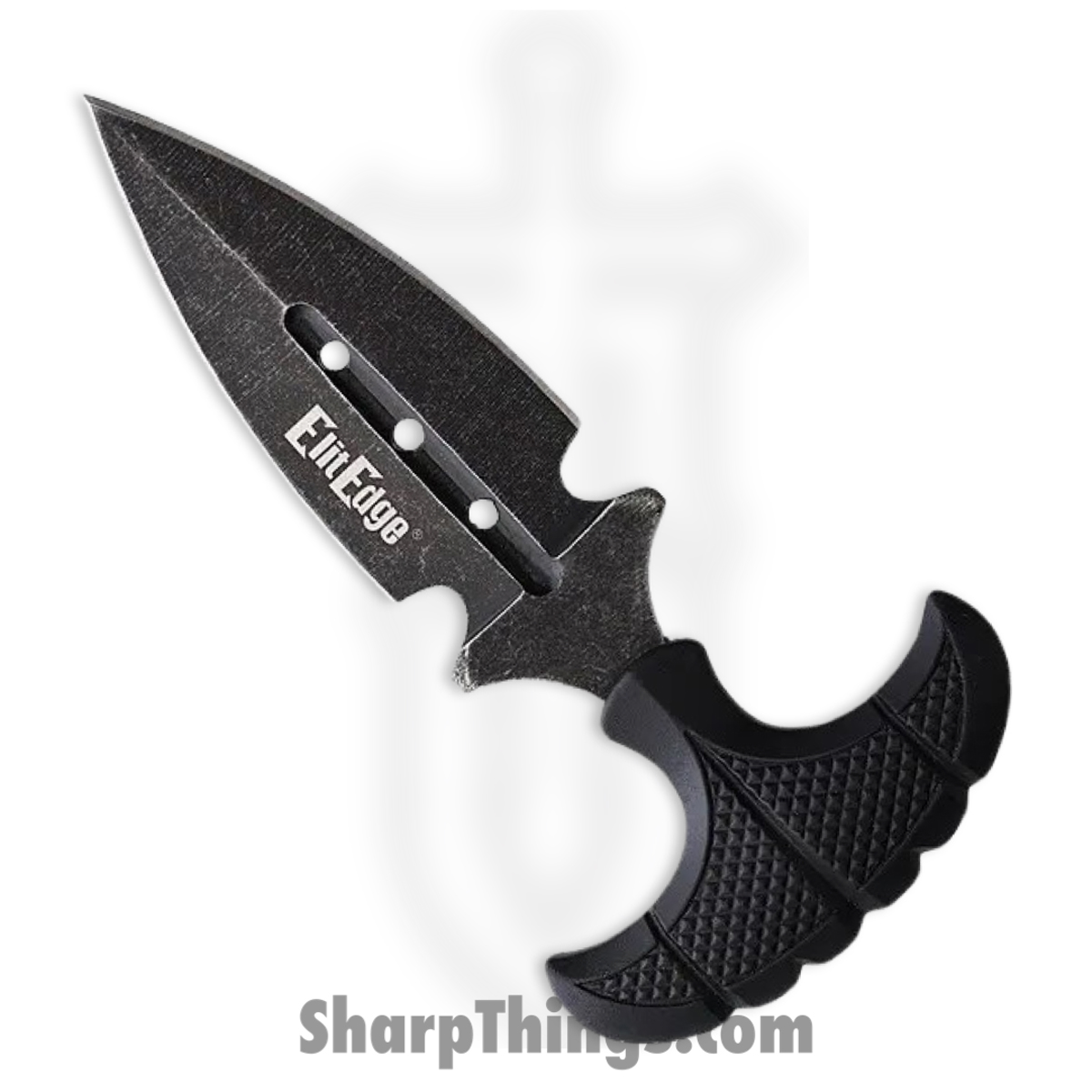 18a72315-c1d0-4c87-bb12-02c0324f5637_EE20641SW_1.jpg ElitEdge - EE20641SW - Push Dagger - Fixed Blade Knife - Stainless Stonewash Dagger - Nylon - Black - Image 1