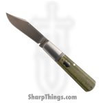 Jack Wolf Knives - GW-BAR-01-CAN-MIC-GRN - Gateway Barlow - Folding Knife - 14C28N Satin Barlow - Canvas Micarta - Green