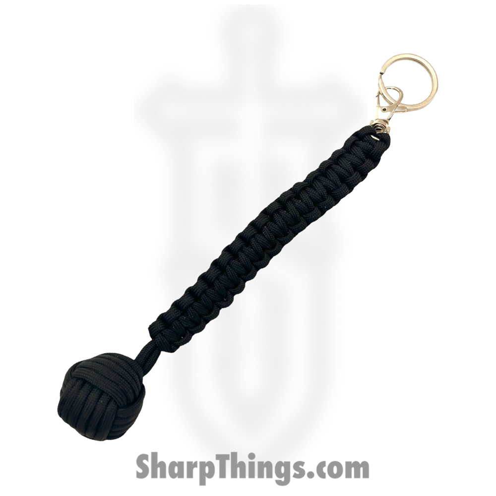 18f1290c-f0c9-4207-b741-f9fb07bbdcf5_6551-BK_1.jpg PTC - 6551-BK - Large Monkey Fist Public Safety Keychain - Stainless Paracord - Black - Image 1