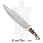 Rough Ryder - RR2272 - Bowie - Fixed Blade Knife - 420 SS Satin Bowie - Stag/Pakkawood - Black White