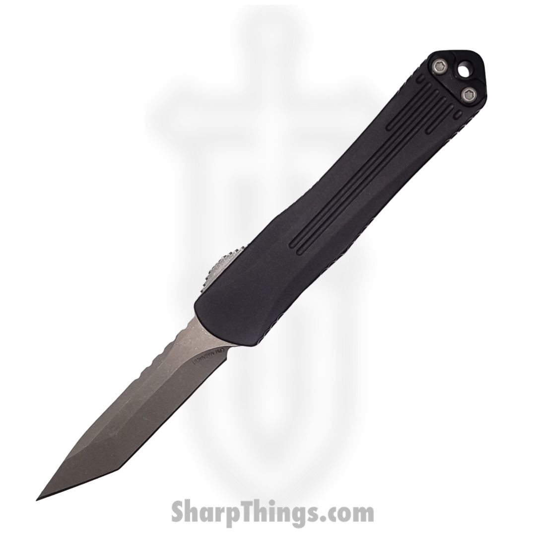 190f7431-090b-48d1-a233-2dc1ae2d6b60_H023-5A-Ambi_1.jpg Heretic Knives - H023-5A-Ambi - Manticore S - OTF Auto - Magnacut Stonewash Tanto - 6061-T6 Aluminum - Black - Image 1
