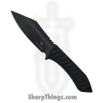 Takumitak - TKF318 - Asym - Fixed Blade Knife - 3Cr13 SS Coated Sheepsfoot - FRN - Black/ Coyote Tan