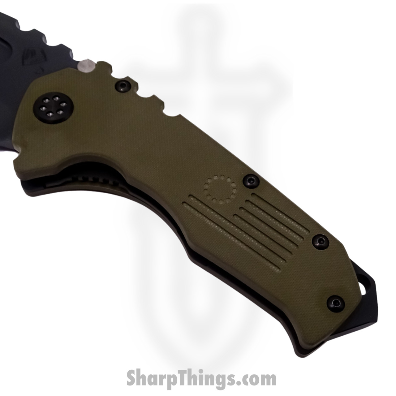 1969fb7a-fcd8-4db6-bd1a-d0cb71c54ba5_MKM30DPT-1010-TPCP-BP_1.jpg Medford Knife - MKM30DPT-1010-TPCP-BP - Scout M/P Tanto Linerlock Knife - D2 G10 - OD Green and Black - Image 1