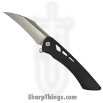 SharpByDesign - DER-BK-AS - Derecho - Folding Knife - Belt Satin M390 Hawkbill - Black Aspirated Ti - Black