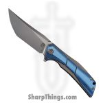 Poikilo Blade - PBAS1 - Anolis S1 - Folding Knife - Bohler M398 Pearlescent Stonewash Tanto - Titanium - Blue Crystal
