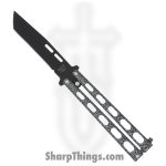 Bear & Son - BC115TAN - Butterfly Silver Vein - Balisong - 1095 HC Coated Tanto - Powder Coated Zinc - Black Silver