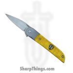 Finch Knife Co. - BT800 - Buffalo Tooth - Folding Knife - 154CM Satin Drop Point - Jigged Titanium - Natural