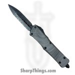 Microtech - 142-16DLCBES - Beskar Combat Troodon - OTF Auto - Damascus Dagger - 6061-T6 Aluminum - Gray