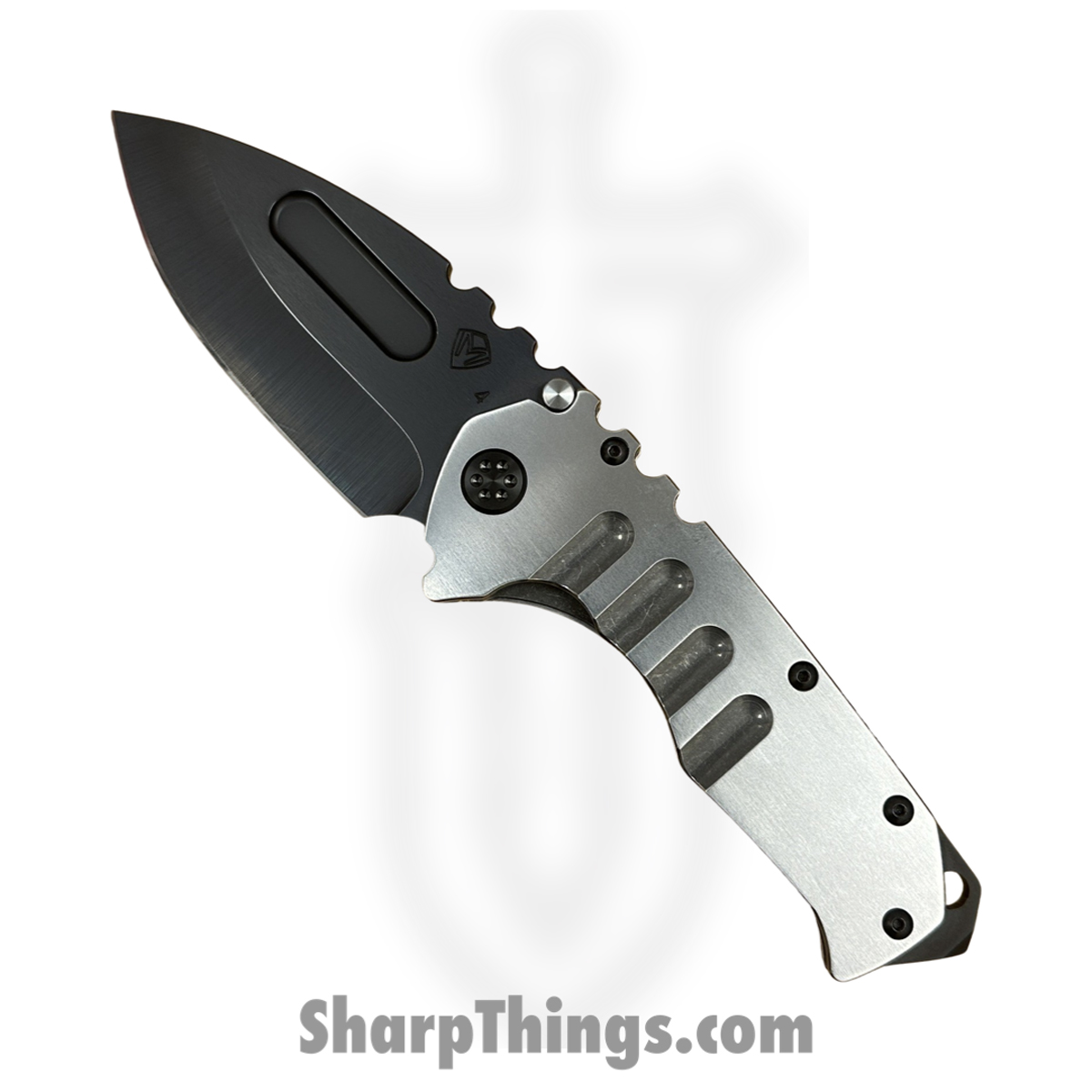1e295e65-d515-410f-a11d-e1348411fa05_MK0124PD-01TM-TPCP-BP_1.jpg Medford Knife and Tool - MK0124PD-01TM-TPCP-BP - Prae T - Folding Knife - s45vn DLC Drop Point - Titanium - Silver - Image 1