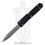 Microtech - 122II-D12S - Ultratech II - OTF Auto - Elmax, M390, 204P Stonewash Dagger - 6061-T6 Aluminum - Black