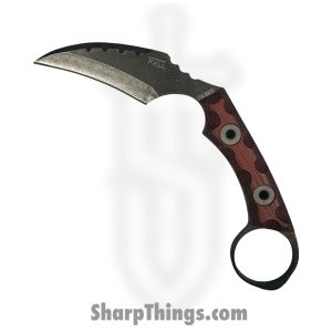 T.Kell Knives - FLNRnRedDawn - FLN Integral Ring Black Recon - Fixed Blade Knife - 80crv2 Coated Hawkbill - G10 - Red Dawn