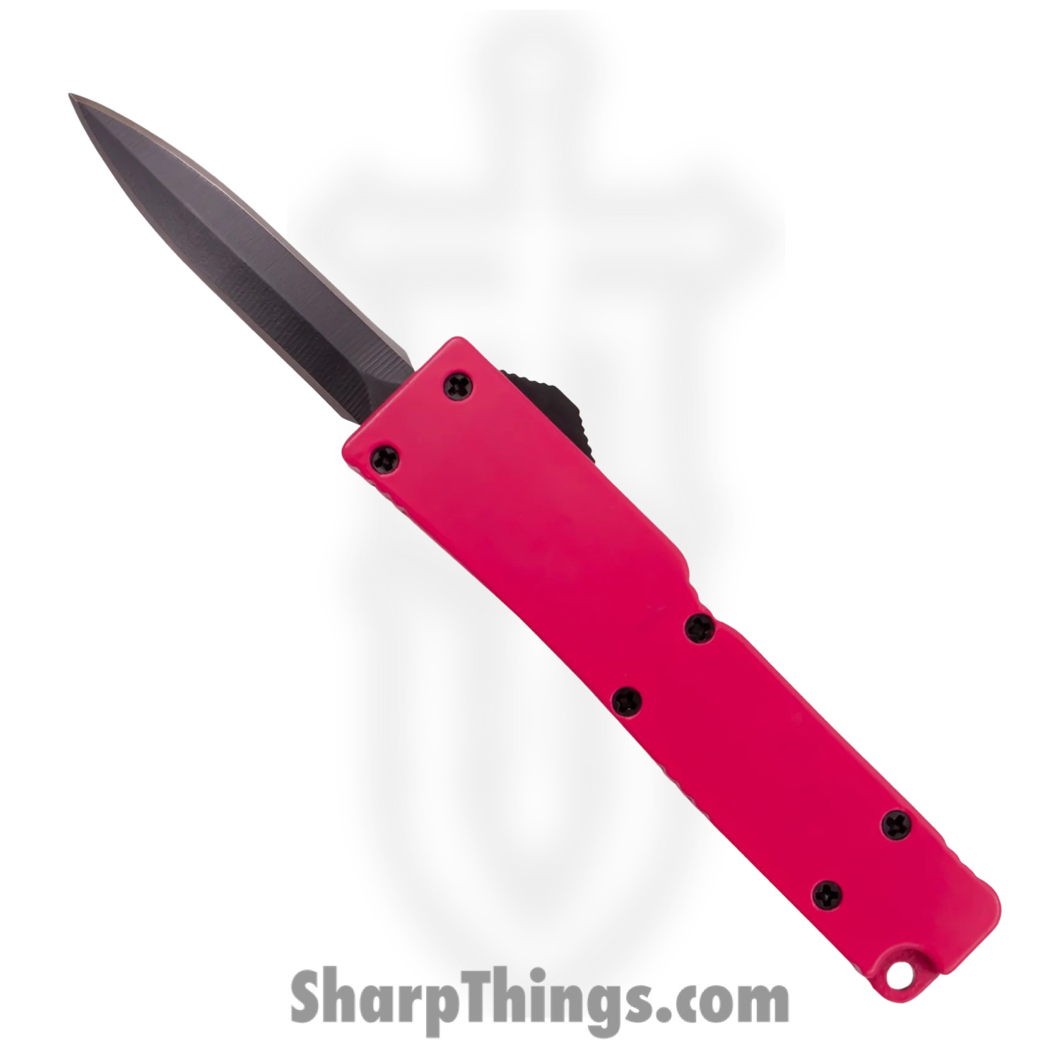 1e7f0e7f-deb2-4234-8df0-e9c300e6a37a_DT5S-DB-PK_1.jpg VOC - DT5S-DB-PK - 5 inch Firecracker A1 - OTF Auto - 440 Stainless Steel Black Dagger - Steel - Hot Pink - Image 1