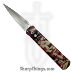 ProTech - 921-SATIN-CTC - Godfather - Automatic Knife - 154CM Satin Spear Point - 6061-T6 Aluminum - Red White