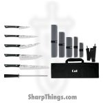 Kai - HTS0799 - Pro 7 Pc Set - Fixed Blade Knife - AUS-6 Hammered Multi - POM - Black