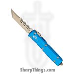 Microtech - 119-13BLS - Ultratech Signature Series - OTF Auto - Elmax, M390, 204P Bronze Hellhound - 6061-T6 Aluminum - Blue