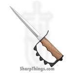 Combat Ready - CO039 - 1917 Trench Knife - Fixed Blade Knife - Stainless Satin Dagger - Wood - Brown