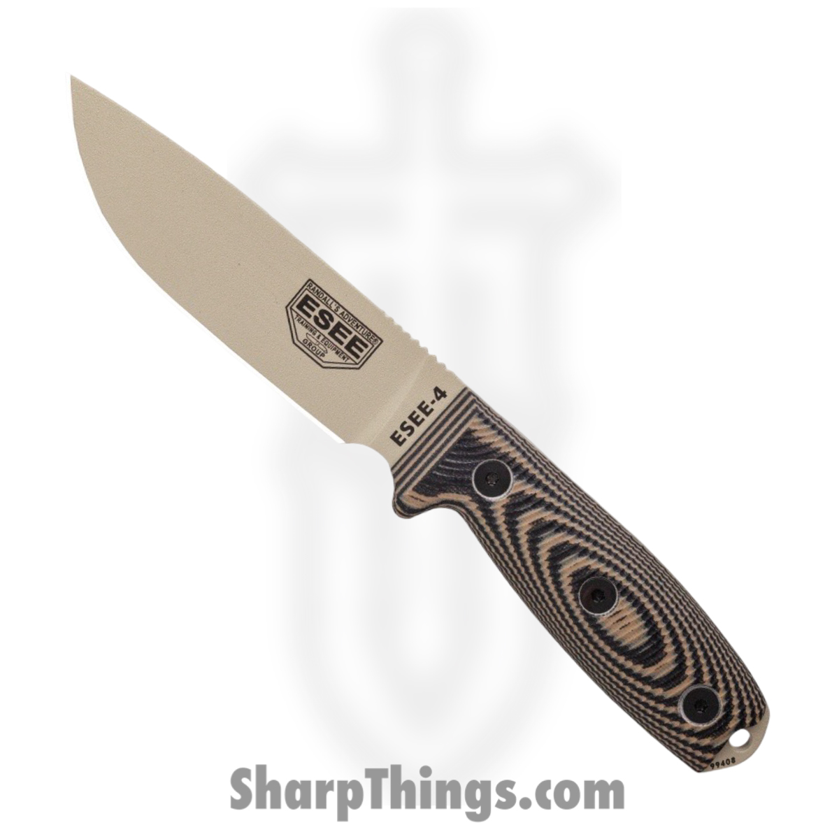 2038851b-1593-40f1-b369-9eb95d637c42_ES4PDT005_1.jpg ESEE - ES4PDT005 - Model 4 3D - Fixed Blade Knife - 1095HC Coated Drop Point - G10 - Black Coyote Brown - Image 1