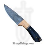 Damascus - DM1072 - The Wedge - Fixed Blade Knife - Damascus Drop Point - Buffalo Horn Wood - Black Brown