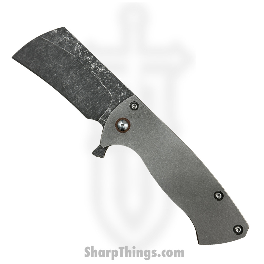 2189b765-f506-47bd-b14a-c1c6e132e219_LEV20G10_1.jpg Warhawk Customs - LEV20G10 - Leviathan Cleaver - Folding Knife - Acid Washed 154CM Cleaver Blade - G10 Clip- Ti Scales - Gray - Image 1