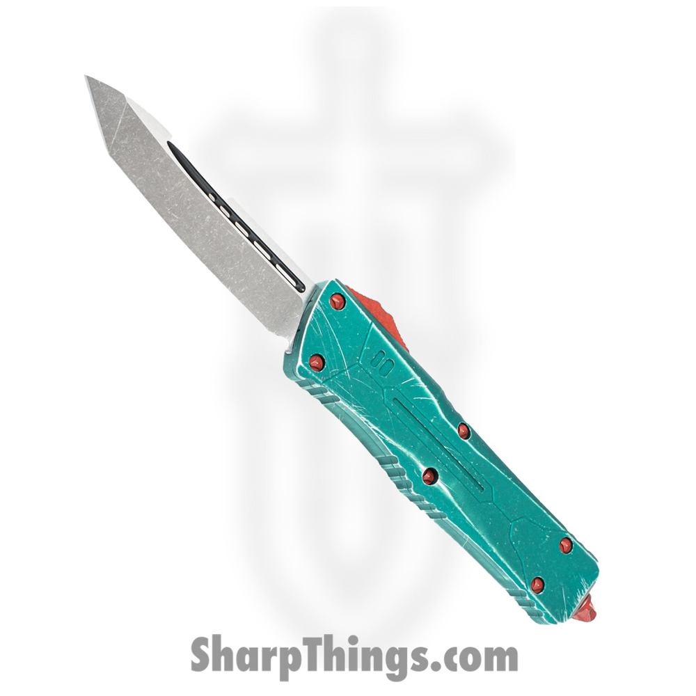 21e1956a-d2bf-41a8-b1e5-35e3c1b55b62_144-10BH_1.jpg Microtech - 144-10BH - Combat Troodon Bounty Hunter - OTF Auto - Elmax, M390, 204P Apocalyptic Tanto - 6061-T6 Aluminum - Green/Red/Yellow - Image 1
