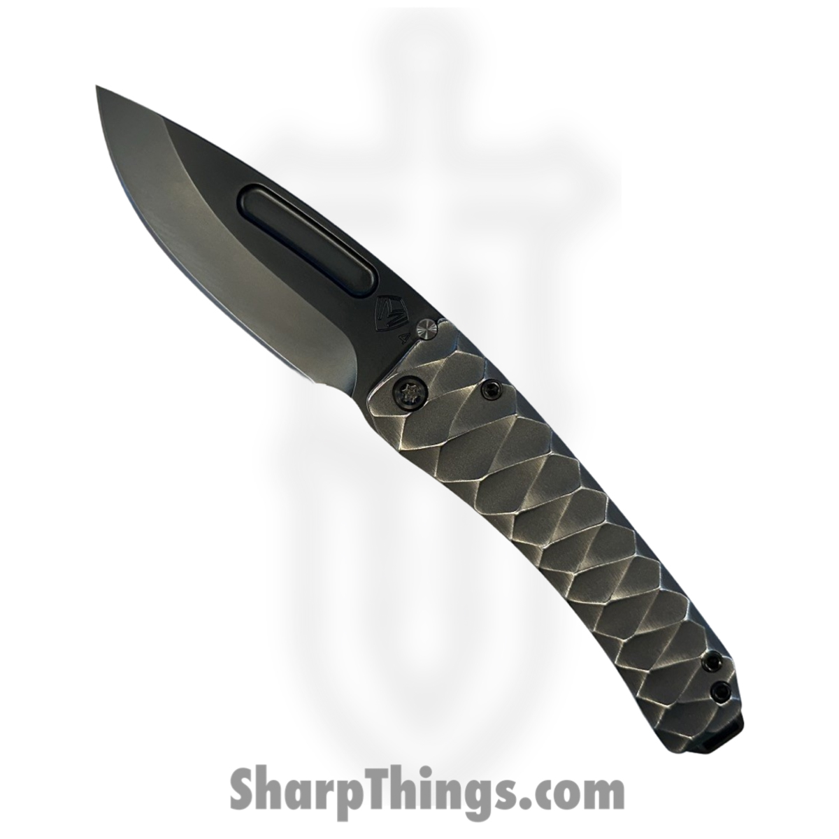 220bc45d-7b19-4042-bdb7-ccc852ac6677_030724D_1.jpg Medford Knife and Tool - 030724D - Midi Marauder - Folding Knife - S45VN DLC Drop Point - "DiamondHead" Titanium - Silver - Image 1