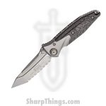 Microtech - 261-9CFTI - Socom Bravo - Folding Knife - M390 Blasted Tanto - Titanium/CF Scales - Black/Gray