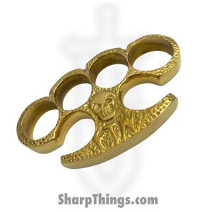 VOC - BR-250-FTW - Skull Brass Knuckle - Solid Brass - Gold