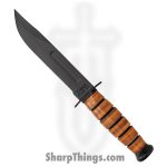 Ka-Bar - KA1251 - Short Fighting - Fixed Blade Knife - 1095 HC Coated Clip Point - Leather - Brown
