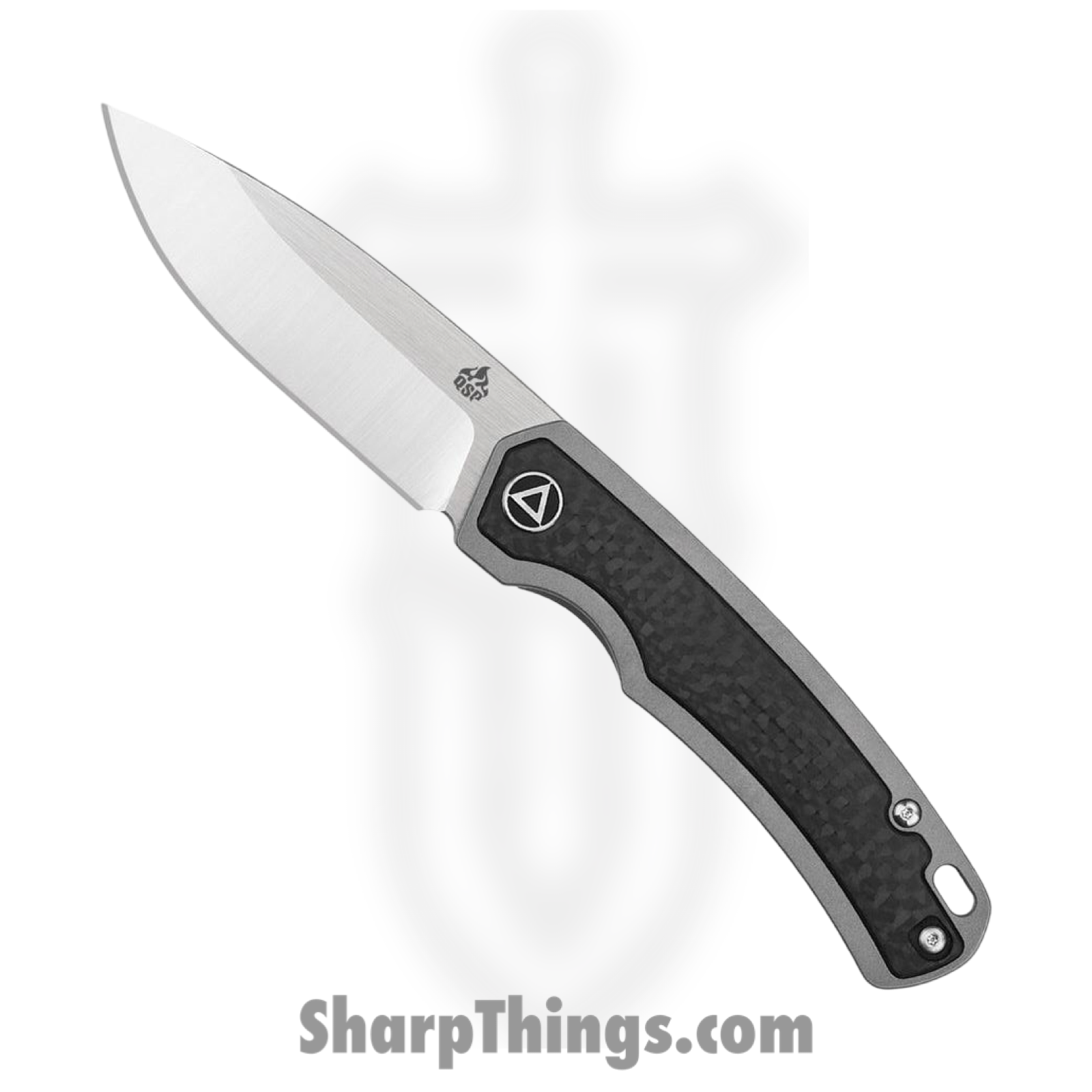 233d7f86-f32e-426e-9987-55aa0ff2047b_QS127D2_1.png QSP - QS127D2 - Puffin - Folding Knife - CPM S35VN Satin Drop Point - Titanium CF Inlay - Black Silver - Image 1