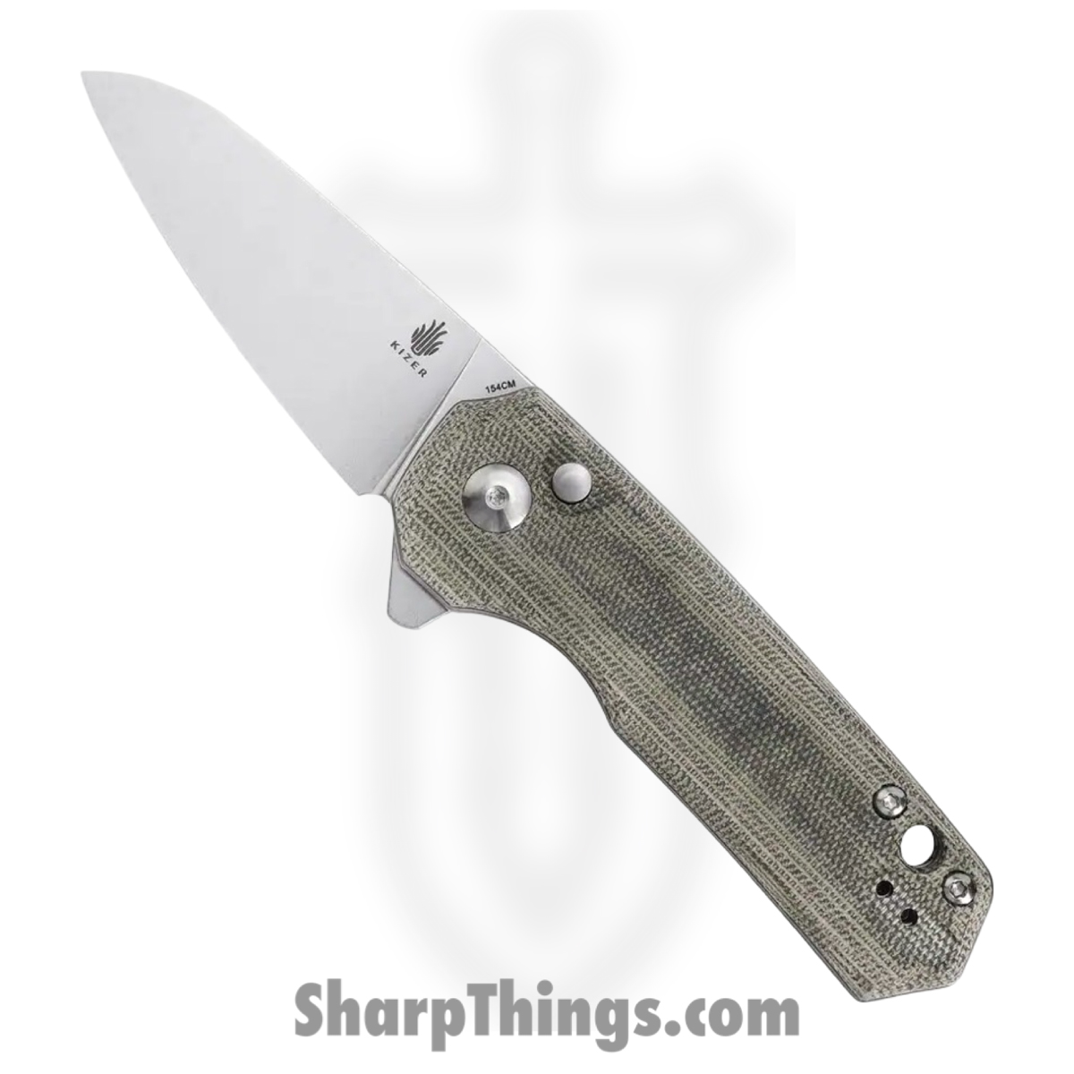 2369dccf-d8dd-48f1-8580-0dd2f1154f8d_KIV3541C1_1.jpg Kizer Cutlery - KIV3541C1 - Lieb M - Folding Knife - 154CM Stonewash Modified Sheepsfoot - Micarta - Green - Image 1