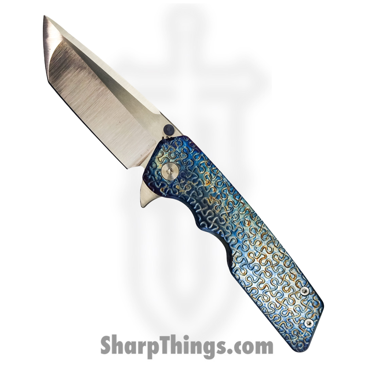 2411a557-dcc4-4ac7-b467-921dc9e44867_A2DMK3LPuz_1.jpg Attention 2 Detail Mercantile - A2DMK3LPuz - Mark 3 Large - Folding Knife - CPM MagnaCut Satin Tanto - Contoured Puzzle Titanium - Blue - Image 1