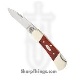 Case Cutlery - CA28912 - Lockback - Folding Knife - Stainless Polished Drop Point - Smooth Chestnut Bone - Brown White