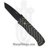 ProTech - 2024TXEC7BW - Emerson CQC7 - Automatic Knife - 154CM DLC Tanto - Micarta Aluminum - Black White Striped