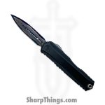 Microtech - 1242-16MS2 - Marfione Select Cypher II - OTF Auto - Blued Baker Forge Coppermai Damascus Dagger - Hefted Alloy - Black/Blue