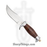 Rough Ryder - RR2109 - Hunter - Fixed Blade Knife - 440A Polished Clip Point - Leather - Brown