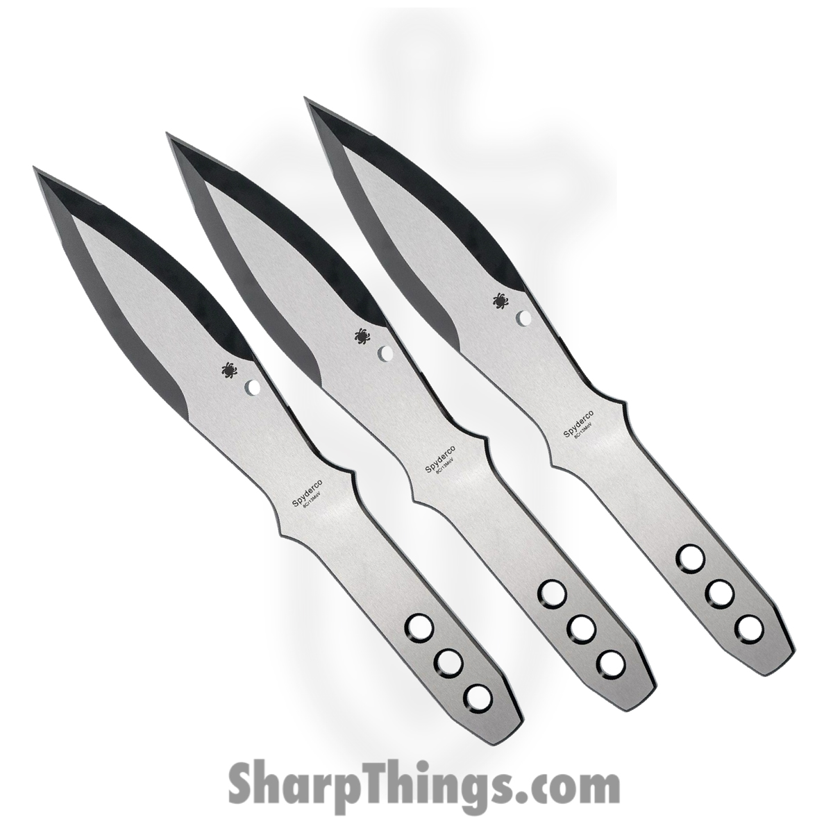2480a760-2373-43d4-afe1-38c3eed8634a_SCTK01MD_1.jpg Spyderco - SCTK01MD - Medium 3 Piece Set - Fixed Blade Knife - 8Cr13MoV Two Tone Spear Point - Skeletonized - Silver - Image 1