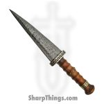 Damascus - DM1115 - Dagger - Fixed Blade Knife - Damascus - Rosewood/Brass/Stainless Inlay - Brown/Brass/Silver