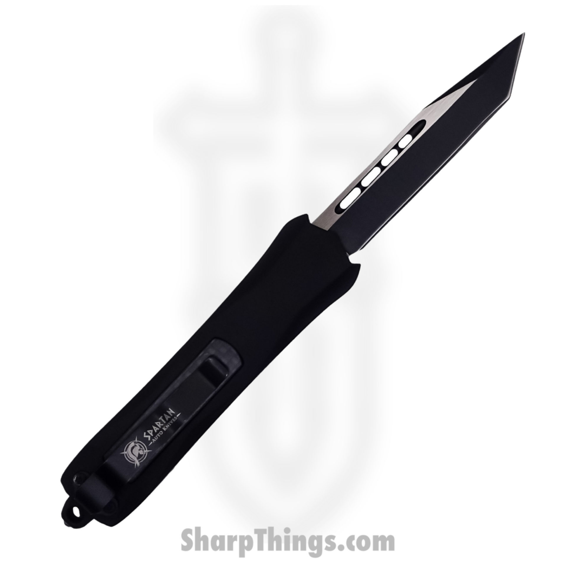 24e7746f-7596-459f-8f2d-519797c5d0a6_SBA163TNBK_1.jpg Steel River Knives - SBA163TNBK - Mini Sidewinder OTF Auto - 440 2 Tone Tanto - Black - Image 1