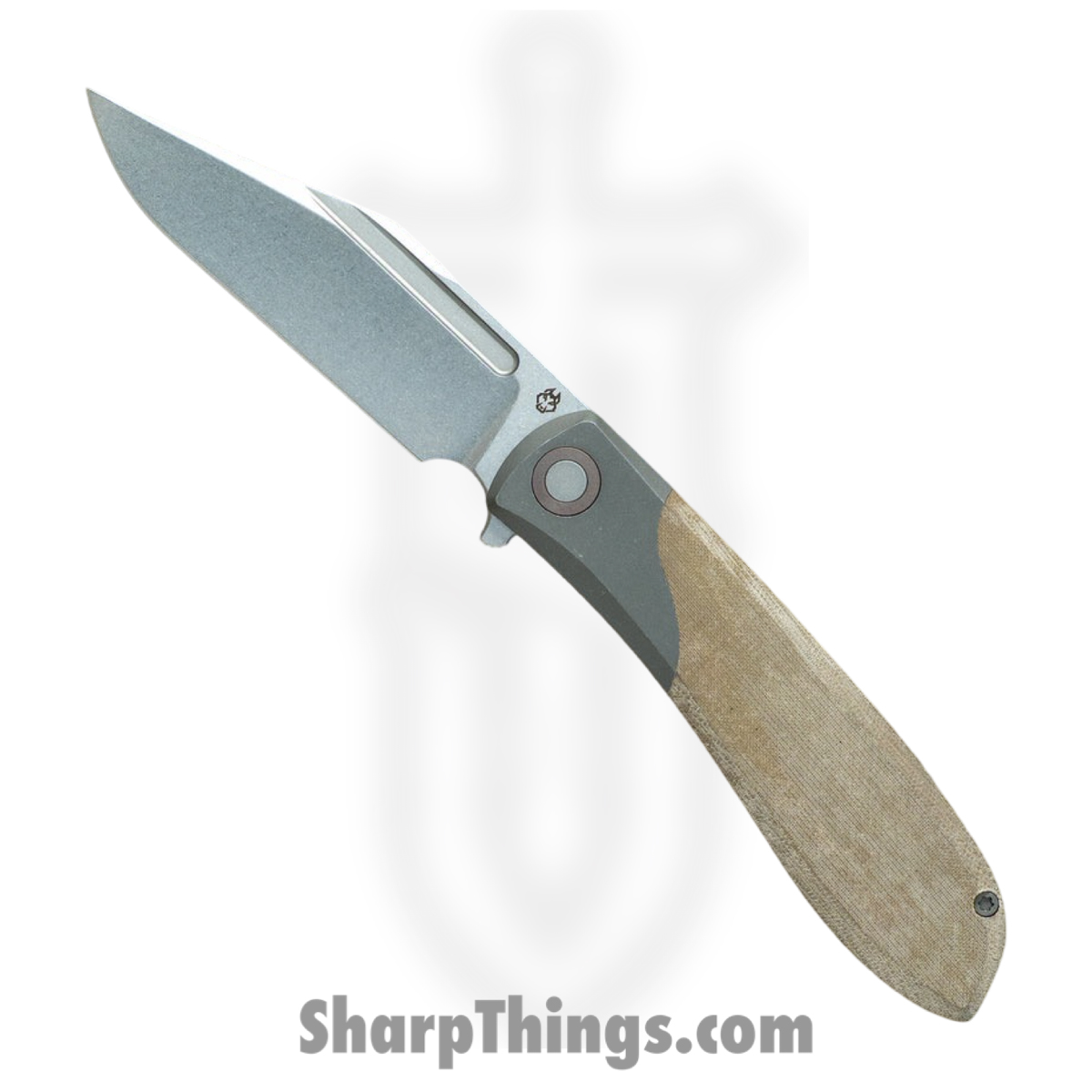 2542a179-c61d-4fd7-add9-4065b5e61992_SCUFF-01-GRN-MIC_1.jpg Jack Wolf Knives - SCUFF-01-GRN-MIC - Scuffle - Folding Knife - S90V Stonewash Clip Point - Linen Micarta - Green - Image 1