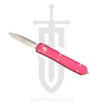 Microtech - 121-10PK - Ultratech - OTF Auto - Elmax, M390, 204P Stonewash Drop Point - 6061-T6 Aluminum - Pink
