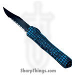 Heretic Knives - H030BF-6C-BRKTQ - Manticore X - Automatic Knife - CPM MagnaCut DLC Bowie - Aluminum - Black|Turquoise