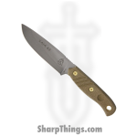 Tops - TPBAJA45 - Baja - Fixed Blade Knife - 1095 Black River Wash Drop Point - Canvas Micarta - Green