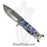 Medford Knife and Tool - MK2044TQ-37A2-T1C1-P1 - USMC Fighter - Folding Knife - S45VN Tumbled Drop Point - Titanium "Stained Glass" - Blue Violet