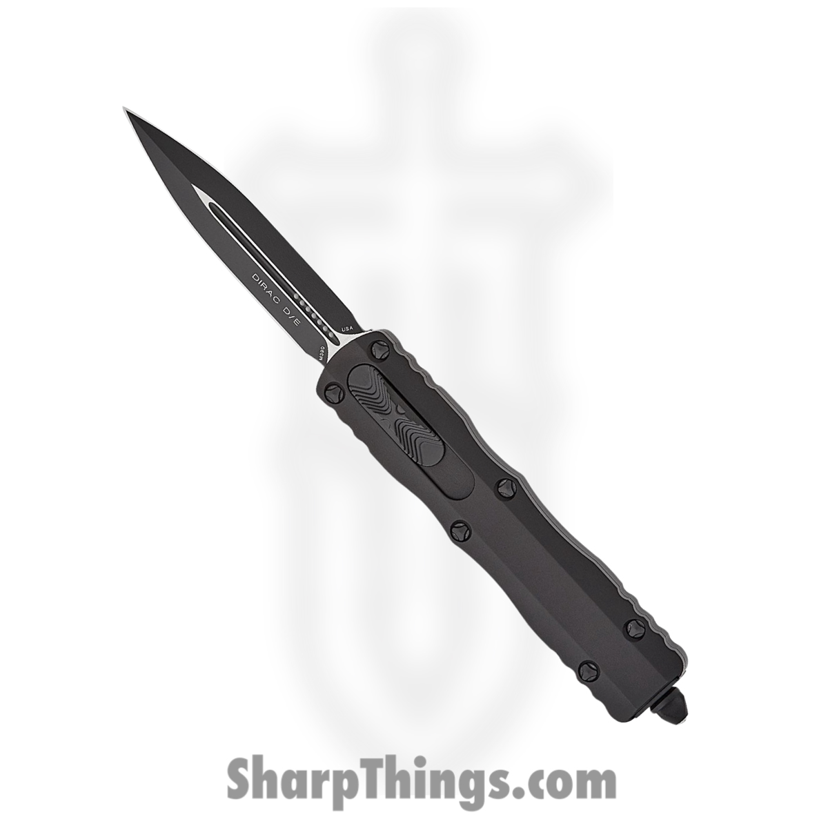 26df487b-778c-416a-9b88-6a6edaacb7d4_225-1T_1.jpg Microtech - 225-1T - Dirac D/E Tactical - OTF Auto - DLC Dagger - 6061-T6 Aluminum - Black - Image 1