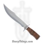 Marbles - MR621 - Bowie - Fixed Blade Knife - Stainless Satin Clip Point - Stacked Leather - Brown