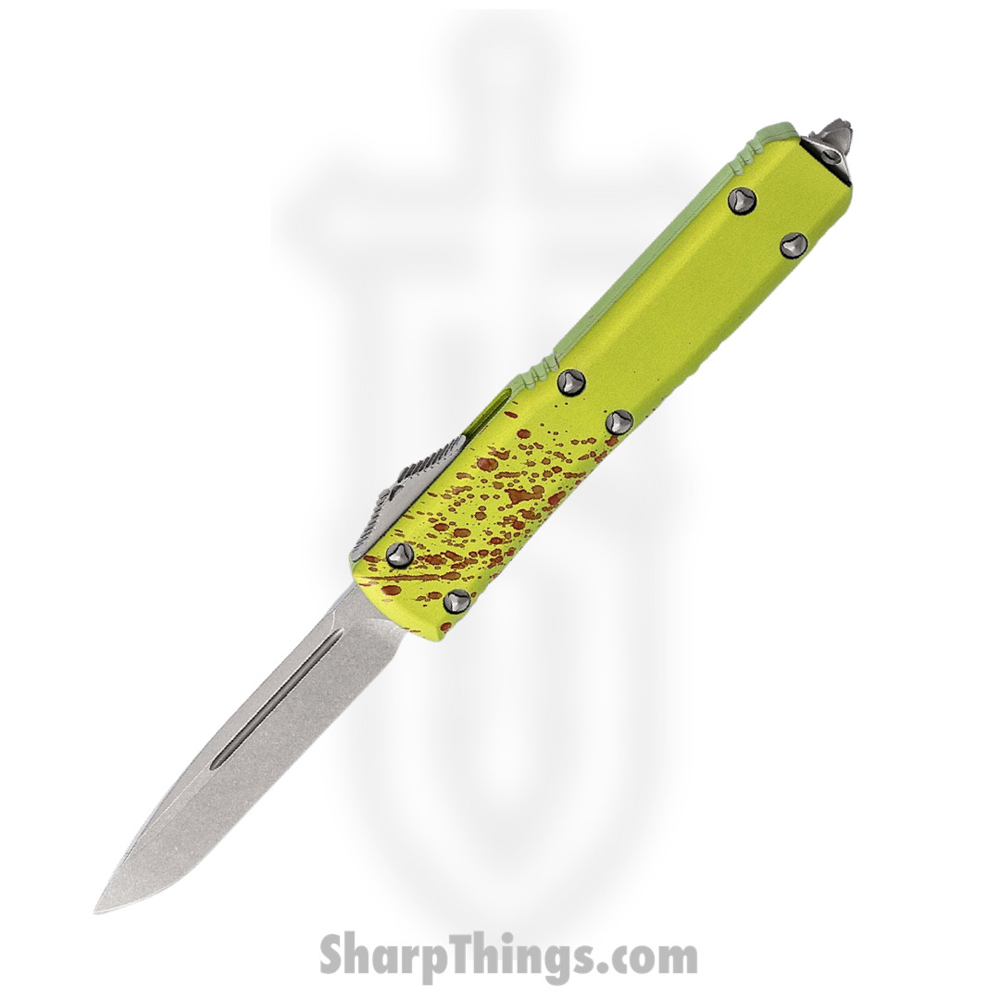 28471c6f-caea-4d1c-9c23-3e3940856a5e_121-10Z_1.jpg Microtech - 121-10Z - Ultratech - OTF Auto - Elmax, M390, 204P Stonewash Drop Point - 6061-T6 Aluminum - Zombie Green - Image 1