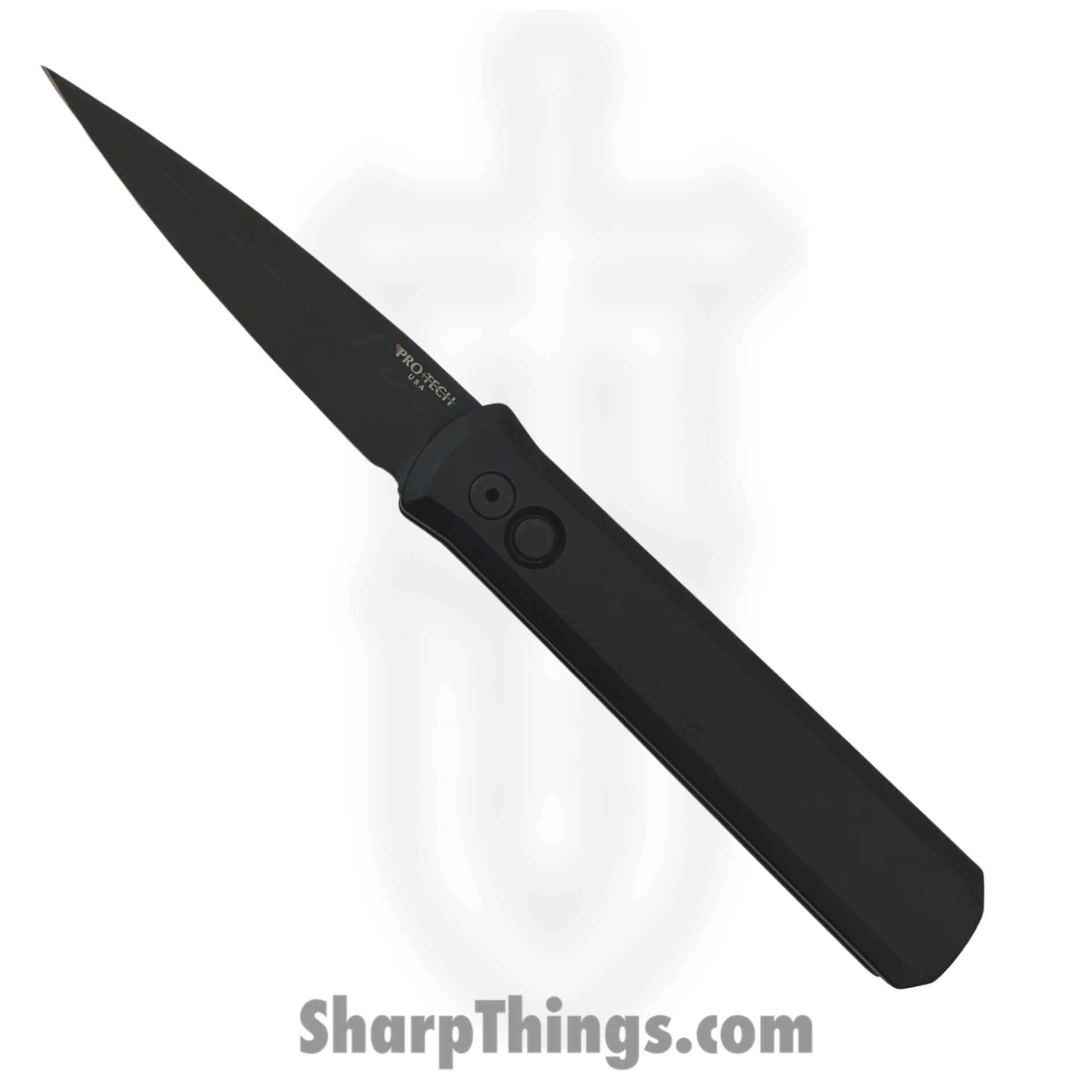 287f0898-4153-4ce4-8d23-028e5047ccec_921-Swat_1.jpeg ProTech - 921 Swat - Godfather - Automatic Knife - 154CM Black Spear Point - 6061-T6 Aluminum - Black - Image 1