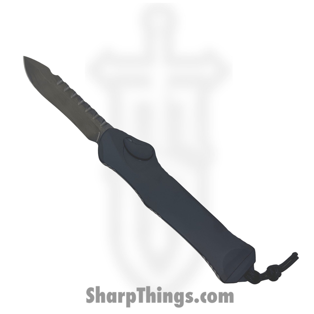 2917bc1f-be52-4654-8d4a-ba459b62b866_H008-6A-T_1.jpg Heretic Knives - H008-6A-T - Hydra Tactical - OTF Auto - CPM Magnacut DLC Recurve - Aluminum - Black - Image 1